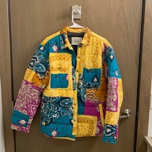 BDG Quilted Bandana Paisley Print Colorblock Shirt Jacket